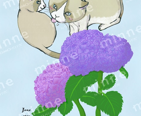 愛嬌たっぷり！ゆるかわな猫の似顔絵イラスト描きます 特別な記念日やペットを飼っている方へのプレゼントに！ イメージ1