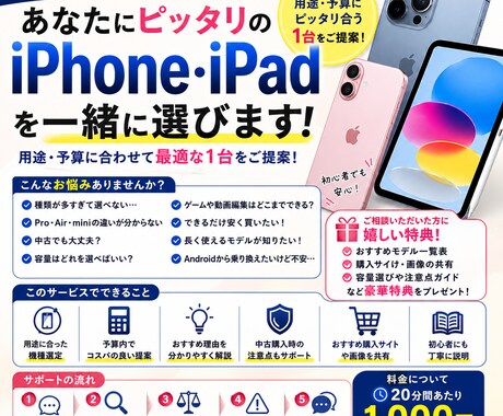 あなたに最適なiPhone・iPadを選びます 用途・予算に合わせて本当に合う１台を提案します！ イメージ1