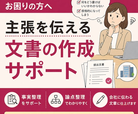 会社に伝わる文書の作成サポートします 職場環境のトラブル解決や交渉に イメージ1