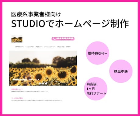 STUDIOで維持費0円〜の医療系HPを作成します 医療系特化！更新操作が簡単なホームページを作成します イメージ1
