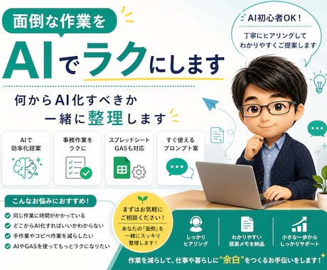 面倒な作業をAIでラクにします 何からAI化すべきか一緒に整理します イメージ1