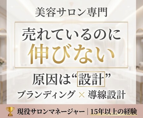 歴15年現役マネがサロン売上最大化をフル設計します ​3年連続売上1位の現場力×10店舗統括の戦略で利益を最大化 イメージ1