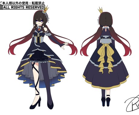 アニメ風のキャラクター資料を作成します 汎用性の高い全身二面図＆表情資料！似顔絵・男キャラ・人外可◎ イメージ2