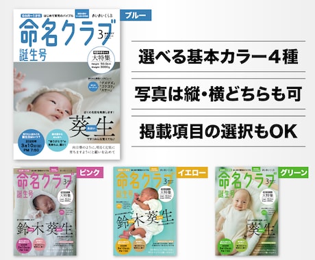 インテリアに馴染む！雑誌表紙のような命名紙作ります 写真入り／額に入れて飾ったり印刷して内祝いに添えてもOK イメージ2