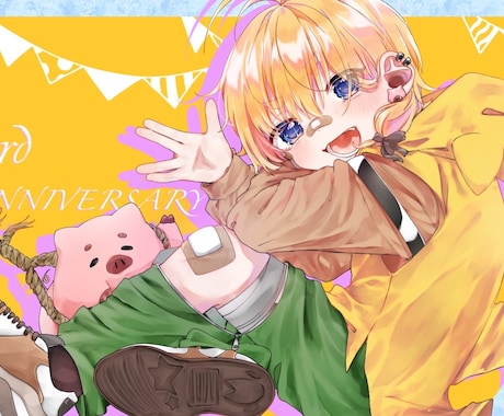SNS活動に使えるイラストを制作します キラキラ可愛いイラストから激しく燃えるようなイラストまで!! イメージ1