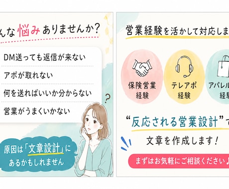 営業経験者がアポ獲得につながる営業文面を作成します 保険営業・テレアポ経験を活かします イメージ2