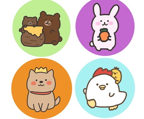 限定お試し価格！SNS用ゆるかわアイコン制作します ★動物や食べ物のゆるかわキャラを描きます！アイコンにぜひ！★ イメージ2