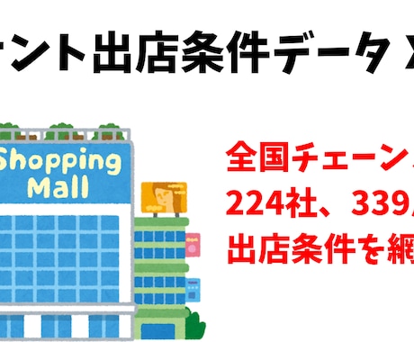 チェーンストアの出店条件をエクセルに纏めています リーシング用　２２４社　３３９屋号 イメージ1