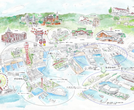 用途に合わせて美しい風景、背景、パース画を描きます アナログ、デジタル対応。背景、俯瞰図、マップイラストなど。 イメージ2