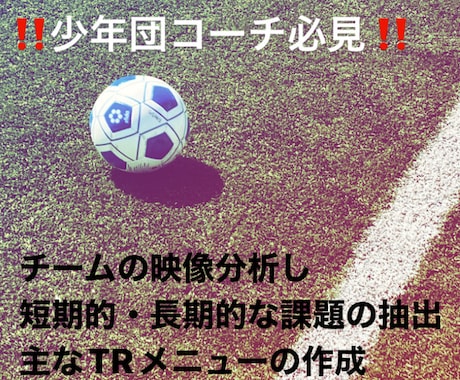 チームの試合分析 映像分析 短期長期の課題伝えます ！少年団コーチ必見！違った角度から試合分析お任せください！ イメージ1