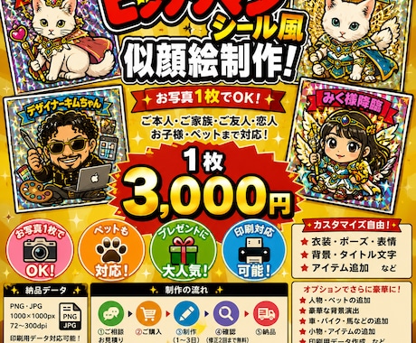 ビックリマン風シール制作します ご本人ご家族ご友人ペットもOK！SNSアイコンやプレゼントに イメージ2
