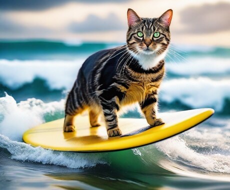 可愛いねこの画像を売ります サーフィンしている可愛い猫、5枚。 イメージ2