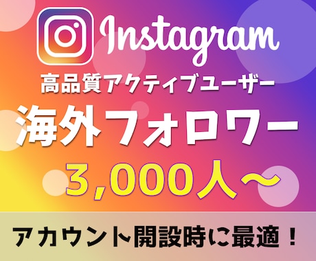 インスタ海外フォロワーを3,000人〜増やします ブランディングや集客強化の土台づくりに最適 イメージ1