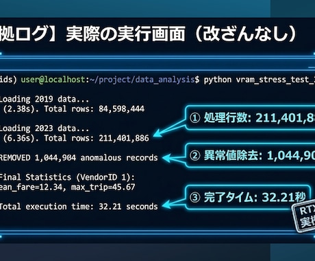 2.1億行32秒！GPU高速クレンジング代行します 2.1億行を32秒で！RTX5090のGPU超高速データ処理 イメージ2
