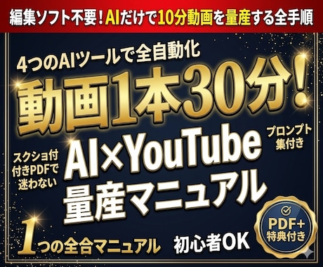 動画1本30分！AIでYouTube量産術教えます 簡易編集！4つのAIツールで10分尺の動画を量産する全手順 イメージ1