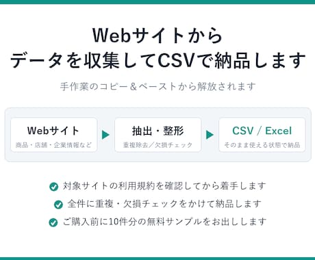 指定サイトからデータ収集しCSVで納品します イメージ1