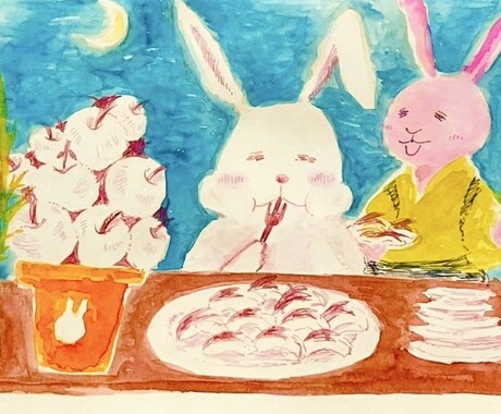 あたたかい水彩タッチのアナログイラストを描きます 手描きのぬくもりを大切に、ほっこりとした動物モチーフ描きます イメージ2