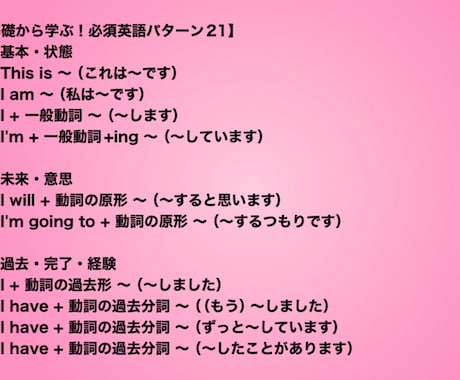 無限に応用できる英会話フレーズトレーニングをします 初心者向け✳︎72パターンでこんなに英語が話せる！ イメージ2