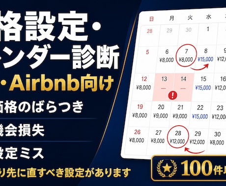 民泊の価格設定とカレンダーを診断します 値下げより先に直すべき設定をプロが診断します イメージ1
