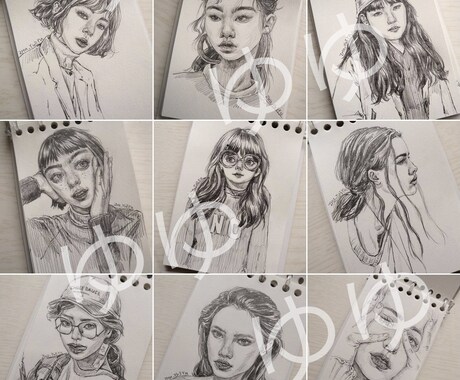 似顔絵かけます あなた用の鉛筆、白黒、水彩絵をかけます。 イメージ1