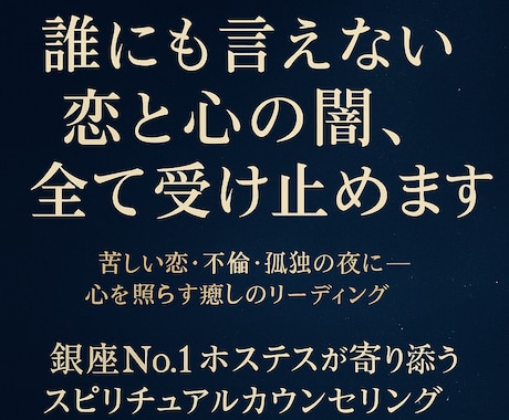 誰にも言えない恋と心の闇、すべて受け止めます 苦しい恋・不倫・孤独の夜に『心を照らす癒しのリーディング』 イメージ1