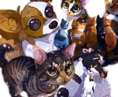 愛犬愛猫のイラストをポップに可愛く描きます アイコンやグッズ、プレゼント用にぜひご利用ください（^_^） イメージ1