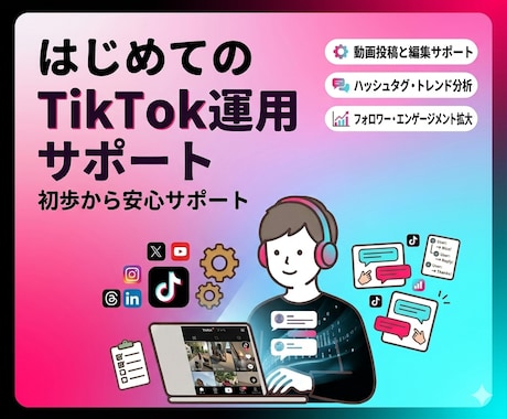 TikTok運用サポートを行います 投稿作成・運用改善・アカウント設計までサポート イメージ1