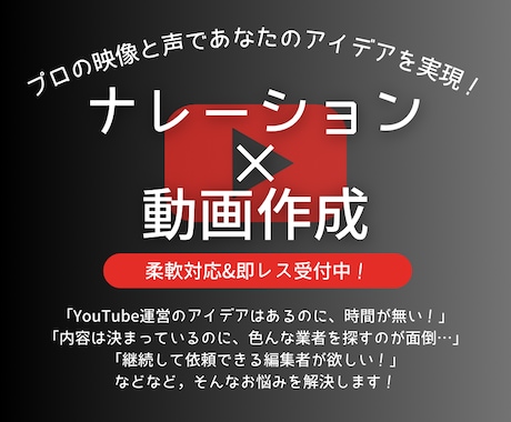 ナレーション×動画作成、まとめて承ります プロの映像と声で、あなたのアイデアを形にします！ イメージ1