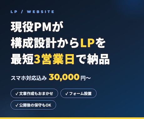 現役PMがLPを最短3営業日で作ります 構成・文章・フォームまで対応。サンプルで品質を確認できます イメージ1