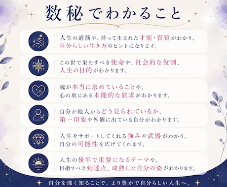 今の仕事に悩んでいませんか？数秘で鑑定します あなたの強み、適職、丁寧に読み解きます イメージ2