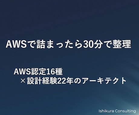 AWS構成・設計の詰まりを30分で整理します AWS認定16種｜現役アーキテクトが判断代行 イメージ1