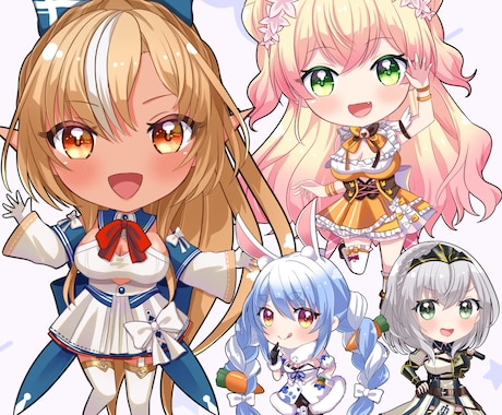 商用◎SDキャラ(ミニキャラ／デフォルメ)描きます Vtuber・配信者用素材に！商用利用・早期納品も可能です◎ イメージ2