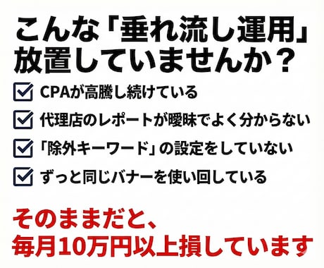広告費が消えている理由をプロが3日で特定します 診断1回で、無駄な広告費10万円削減の糸口が見えます イメージ2