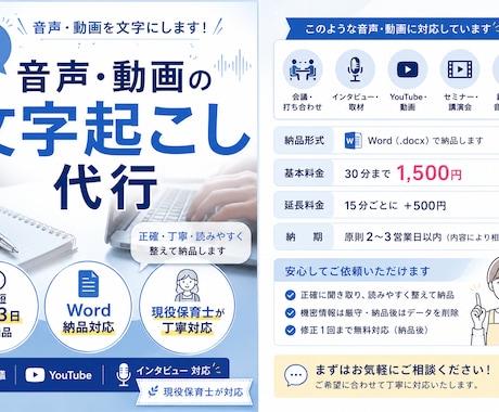 現役保育士が丁寧に音声・動画の文字起こし代行します 保育士が丁寧対応！音声・動画の文字起こし代行 イメージ2