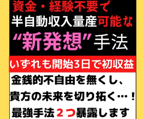 初心者が初月『25万』稼いだ“新発想”手法教えます 実績一切不要！未来を勝ち取る半自動収入装置を量産…！特典多数 イメージ1