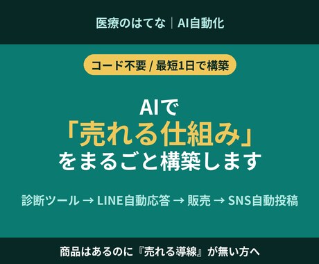 AIで集客〜販売の自動導線を構築します 商品はあるのに『売れる仕組み』が無い方へ。AIで一気に構築 イメージ1