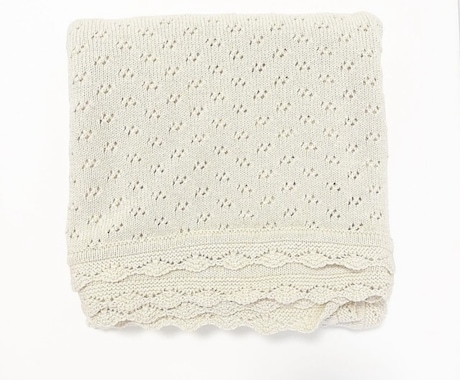 ブランケット販売してます 透かし編みが可愛い「100%コットン素材」の淡色ブランケット イメージ2