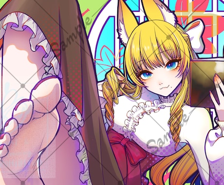 サムネイルや歌ってみたに使える1枚絵を制作します 目を惹く色使いで印象に残るイラストを！ イメージ2