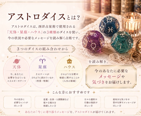 アストロダイスから今必要なメッセージをお伝えします 恋愛｜仕事｜人間関係｜迷い｜行動アドバイスやヒントが欲しい方 イメージ2