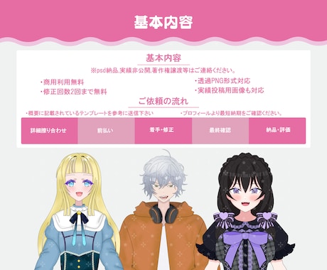 VTuber/IRIAM立ち絵等を描きます 商用利用可!デザイナーが作成するあなただけのオリジナル!! イメージ2