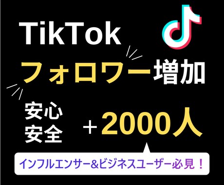 TikTokのフォロワー2000人増やします 【最安値】最安値に挑戦中/減少保証あり◯ イメージ2