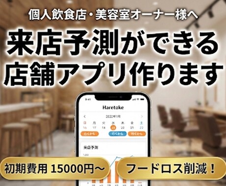 フードロス削減！来店予測機能付店舗アプリ作成します 「行くかも」機能で来店予測。無駄な仕入れを減らす公式アプリ イメージ1