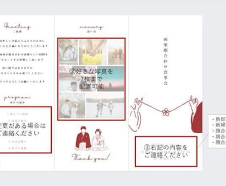 両家顔合わせのしおりを作成します セミオーダーの”あなただけ”のしおりを作成 イメージ2
