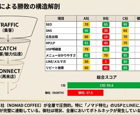 競合3社の集客戦略を徹底解剖レポートします HP制作110社の知見｜競合の「なぜ売れるか」を数字で解明 イメージ2