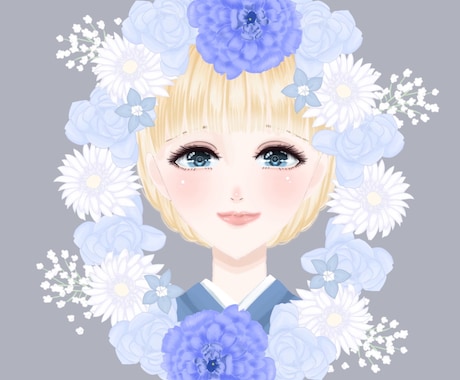 花フレーム女性アイコン制作｜SNS用描きます お好きなカラーで作る、花に囲まれた可愛いSNSアイコン イメージ2