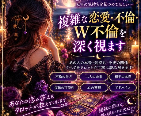 複雑な恋愛・不倫・W不倫を深く視ます 誰にも言えない恋だから、タロット霊視で視ます。 イメージ2