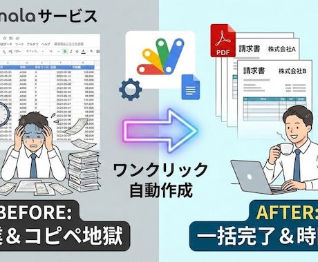 Google連携で請求書・納品書を作成＆送信します 「コピペ地獄」から解放！デザイン変更はドキュメントで自由自在 イメージ1