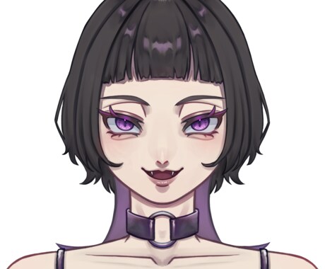 雰囲気のある、貴方だけのアイコンになります 黒髪でウルフカットの女の子です イメージ2