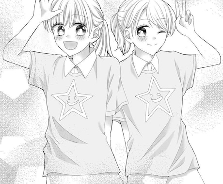 少女漫画風モノクロイラストをお安く描きます SNSアイコンや商用ok！少女漫画な絵柄の白黒イラストです！ イメージ2