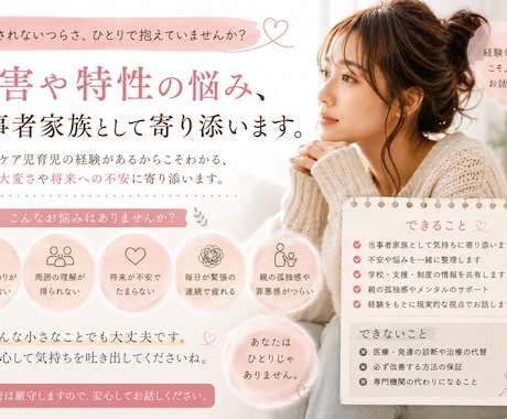 障害児育児の現実を経験しているからこそ話せます 身体障害者手帳1級、療育手帳1度の当事者家族だから分かります イメージ1